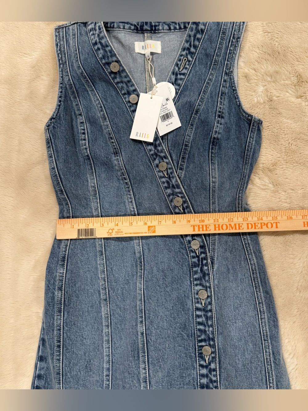 RAILS Strand Asymmetric Sleeveless Button-Up Frayed Denim Dress Size S NWT - Picture 7 of 7